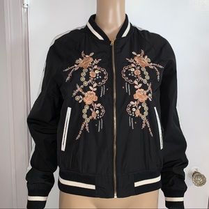 Black and white floral bomber jacket size small